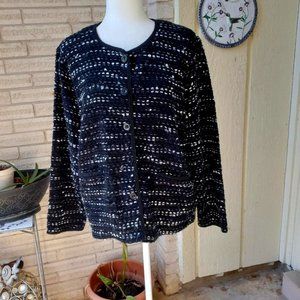 JM Collection Black/White Sweater Size XL